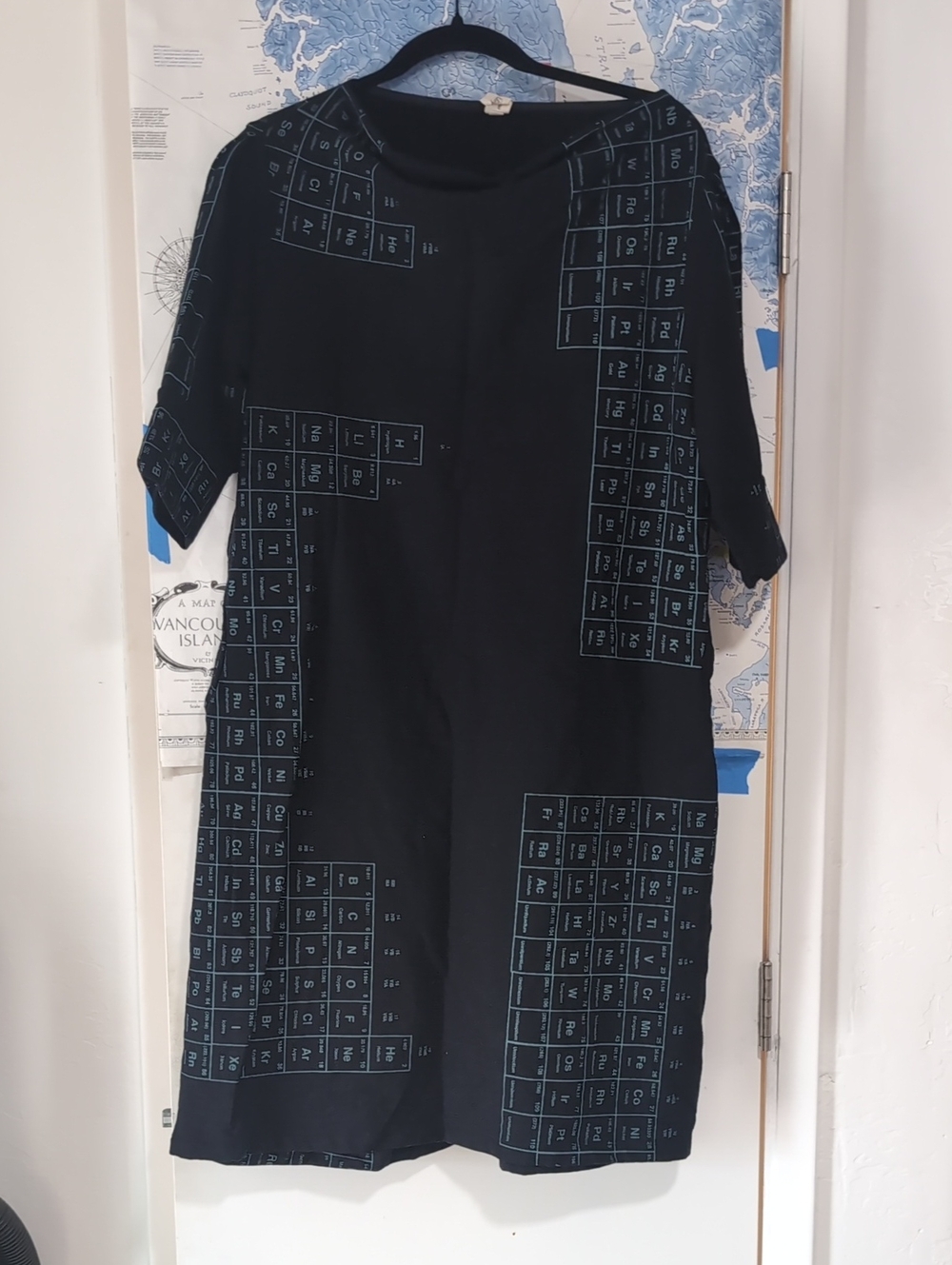 Black Dress with Periodic Table Print - Women's Dress